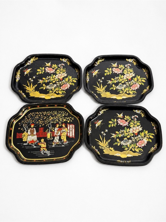 Elite Other - 4 Vintage MCM Snack Tin Tip Trinket Trays ~ Elite Brand Made in England